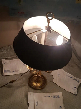 Prachtige oude BOUILLOTTE-lamp in BRONS / MESSING, 3 takken, in TBE - 2