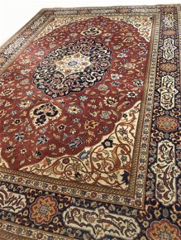 Perzisch tapijt handgeknoopt Tabriz Oosters vloerkleed 325 x 225 cm - donkerrood met crème - 3