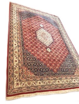 Handgeknoopt Perzisch tapijt Bidjar Oosters vloerkleed klassiek - wol -300x200 cm - rood, blauw - 1