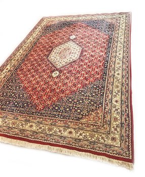 Handgeknoopt Perzisch tapijt Bidjar Oosters vloerkleed klassiek - wol -300x200 cm - rood, blauw - 4