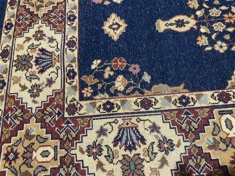 Perzisch tapijt handgeknoopt Ghom Oosters vloerkleed vintage wol / zijde - 287x190 cm - blauw - 4