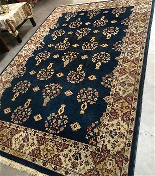 Perzisch tapijt handgeknoopt Ghom Oosters vloerkleed vintage wol / zijde - 287x190 cm - blauw - 6