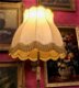 Brocante antieke staande lamp / vloerlamp koper, onyx steen lampvoet, crème stoffen barok lampenkap - 2 - Thumbnail