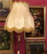 Brocante antieke staande lamp / vloerlamp koper, onyx steen lampvoet, crème stoffen barok lampenkap - 4 - Thumbnail
