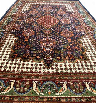 Perzisch tapijt handgeknoopt Ghom Oosters vloerkleed - 290x180 cm – blauw, groen en roodbruin - 0