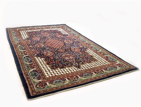 Perzisch tapijt handgeknoopt Ghom Oosters vloerkleed - 290x180 cm – blauw, groen en roodbruin - 1