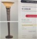 Grote klassiek staande lamp pilaar / Griekse zuil goud met olifanten beeld, dikke glazen lampen kap - 7 - Thumbnail