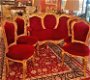 Set / 5 delig barok bankstel met 4 stoelen antiek rood met goud - 0 - Thumbnail
