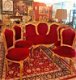 Set / 5 delig barok bankstel met 4 stoelen antiek rood met goud - 1 - Thumbnail