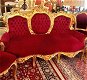 Set / 5 delig barok bankstel met 4 stoelen antiek rood met goud - 2 - Thumbnail