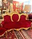 Set / 5 delig barok bankstel met 4 stoelen antiek rood met goud - 3 - Thumbnail