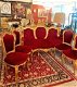Set / 5 delig barok bankstel met 4 stoelen antiek rood met goud - 5 - Thumbnail