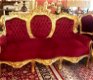 Set / 5 delig barok bankstel met 4 stoelen antiek rood met goud - 6 - Thumbnail
