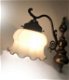Antiek / oud Hollandse wandlamp glas met koper - brons - 3 - Thumbnail