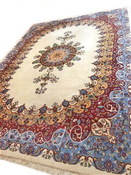 Groot Perzisch tapijt handgeknoopt Kirman Lawar Oosters vloerkleed XL klassiek 340x250 cm - 0