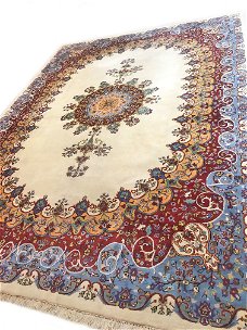 Groot Perzisch tapijt handgeknoopt Kirman Lawar Oosters vloerkleed XL klassiek 340x250 cm