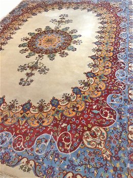 Groot Perzisch tapijt handgeknoopt Kirman Lawar Oosters vloerkleed XL klassiek 340x250 cm - 1