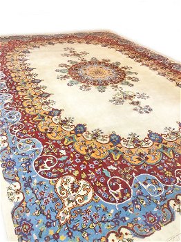 Groot Perzisch tapijt handgeknoopt Kirman Lawar Oosters vloerkleed XL klassiek 340x250 cm - 6