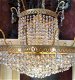 Kristallen kroonluchter / zakkroonluchter brocante barok antiek goud - 5 - Thumbnail