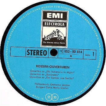 LP - Rossini - Ouverturewn - Carlo Maria Giulini - 1