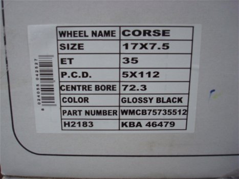 17'' Inch Momo Corse Black 5x112 7,5J ET35 Naaf 72,3 - 4