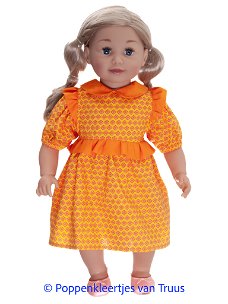 Zapf pop Sally 63 cm Jurkje geel /oranje/multi