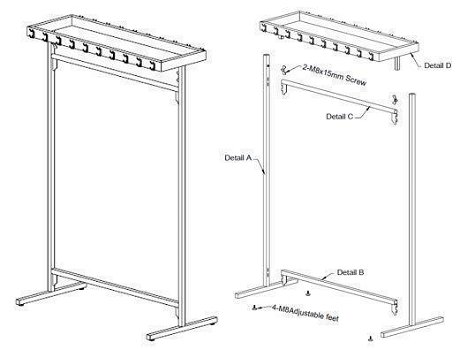 Garderoberekken kapstokken 120 en 200 cm demontabel - 5