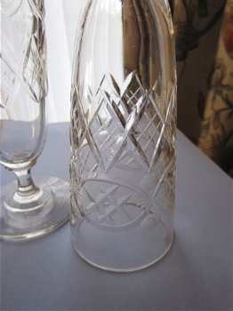 Twee antieke kristal absinth glazen - dikwandig - geslepen - 4