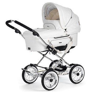 EmmalJunga Mondial De Luxe - Classic White Leatherette Pram Package - 0