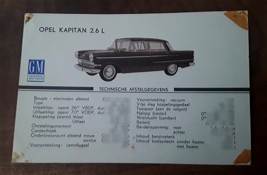 Gm (generaal motors) - opel kapitän 2.6 L (opel kapitein) - 0