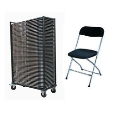 Aanbieding 50 klapstoelen Chroom - Zwart + kar