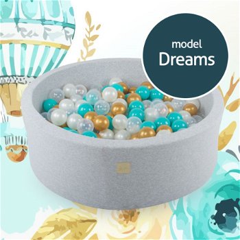 Grijze ballenbak met 250 ballen - Dreams Set - 90x30 cm - 0