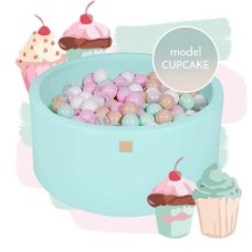 Ballenbak met 250 ballen - Cupcake Set - 90x40 cm - mint goen