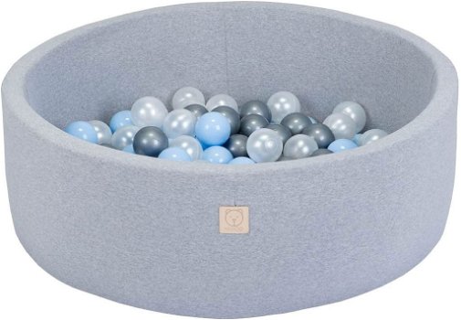 Ballenbak licht grijs | 90x 30 cm | Ballen: L- Blauw, Parel en Zilver - 0