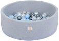 Ballenbak licht grijs | 90x 30 cm | Ballen: L- Blauw, Parel en Zilver - 0 - Thumbnail