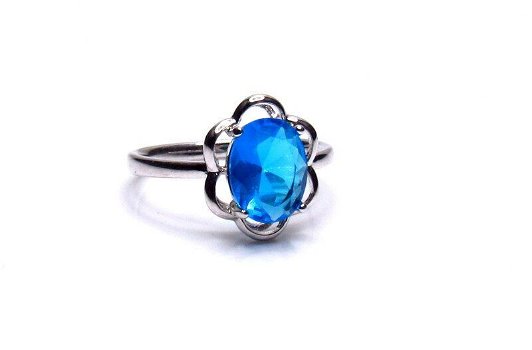 Mooie ring met helderblauwe steen - 3