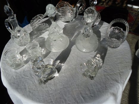 Vintage Kristal d Arques beeldjes Made In France dolfijn karaf schelp 11 stuks cristal - 2