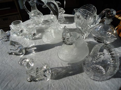 Vintage Kristal d Arques beeldjes Made In France dolfijn karaf schelp 11 stuks cristal - 3