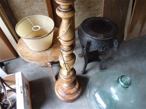 Kaars Kerkkandelaar Lamp vintage 145 cm hout gedraaid kaars brocante retro - 4