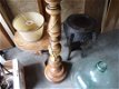 Kaars Kerkkandelaar Lamp vintage 145 cm hout gedraaid kaars brocante retro - 4 - Thumbnail