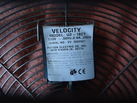 Patton Circulator USA ventilator Vintage op 220 volt High Velocity 3 standen op standaard 60 cm - 2