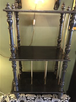 Antiek Victoriaans Blackened Etagère/SideTable/Serving Table - 0