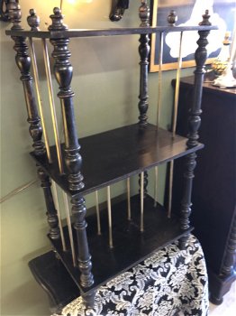 Antiek Victoriaans Blackened Etagère/SideTable/Serving Table - 1