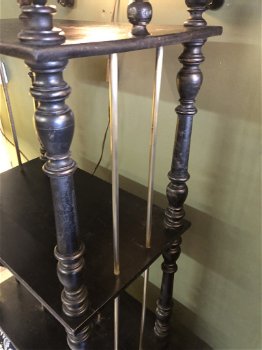 Antiek Victoriaans Blackened Etagère/SideTable/Serving Table - 3