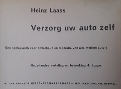 Heinz Laass - verzorg uw auto zelf (antiquariatisch boek) - 1