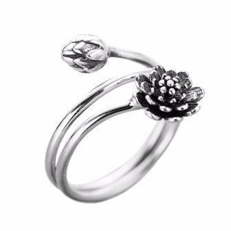 Lotus ring van zilver, met elegant wikkeleffect - 0
