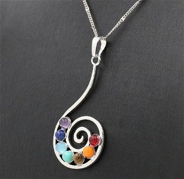 Chakra hanger aan ketting, verzilverd, exclusief design - 1