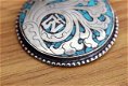 Authentiek amulet Tibetaans zilver met Mantra en Turkoois - 1 - Thumbnail