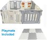 kunststof grondbox/playpen met speelmat - Grijs/wit - playpen - 0 - Thumbnail