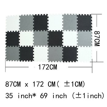 Puzzelmat met grijs, witte en zwarte tegels - 172 x 87 cm - 0